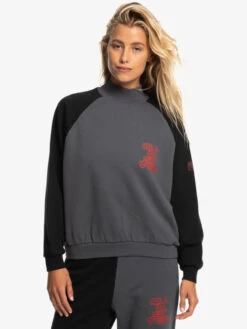 Quiksilver X Stranger Things Upside Down 2022 - Sweat Oversized Pour Femme -Tenue De Surf eqwft03162 quiksilverw kzm0 frt1