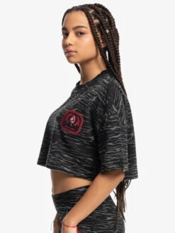 Quiksilver X Stranger Things Upside Down 2022 - T-shirt Cropped Pour Femme -Tenue De Surf eqwkt03187 quiksilverw kzm6 frt2