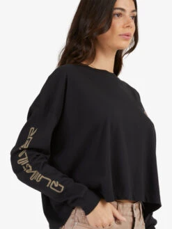 Quiksilver Womens Oversized Crop - T-shirt Manches Longues En Matière Biologique Pour Femme -Tenue De Surf eqwzt03045 quiksilverw kvj0 dtl1