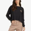 Quiksilver Womens Oversized Crop - T-shirt Manches Longues En Matière Biologique Pour Femme