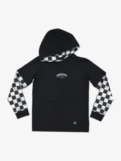 Quiksilver Checkers - T-shirt Manches Longues à Capuche Pour Garçon 8-16 Ans